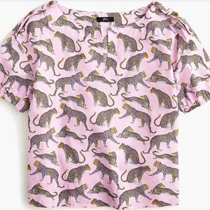 J.Crew Open V-neck top in Ratti® cheetah print Sz. M